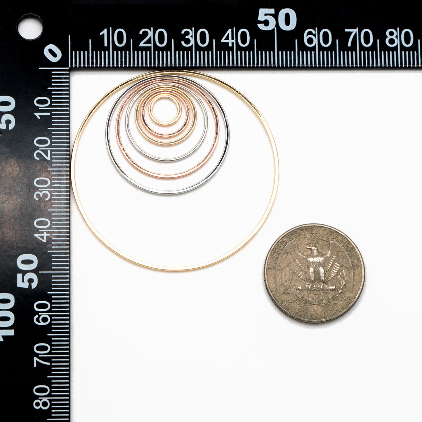 10pcs Gold/ Silver/ Rose Gold Circle Link Charms 10/ 12/ 18/ 20/ 25/ 30/ 35/50mm, Ring Loops, Geometric Hoop Circle Pendants (GB-232)