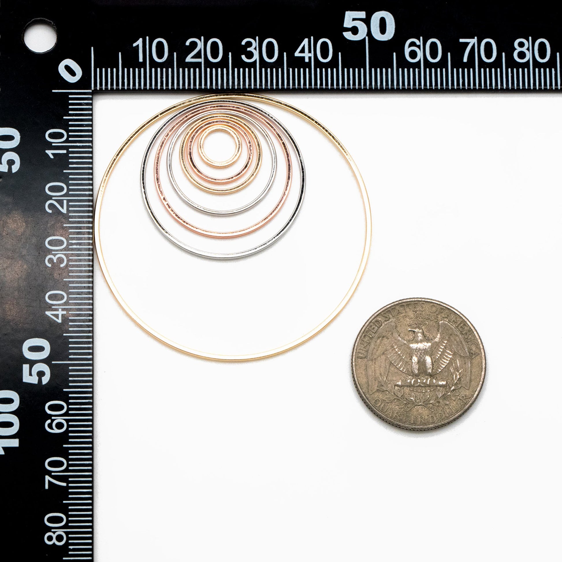 10pcs Gold/ Silver/ Rose Gold Circle Link Charms 10/ 12/ 18/ 20/ 25/ 30/ 35/50mm, Ring Loops, Geometric Hoop Circle Pendants (GB-232)