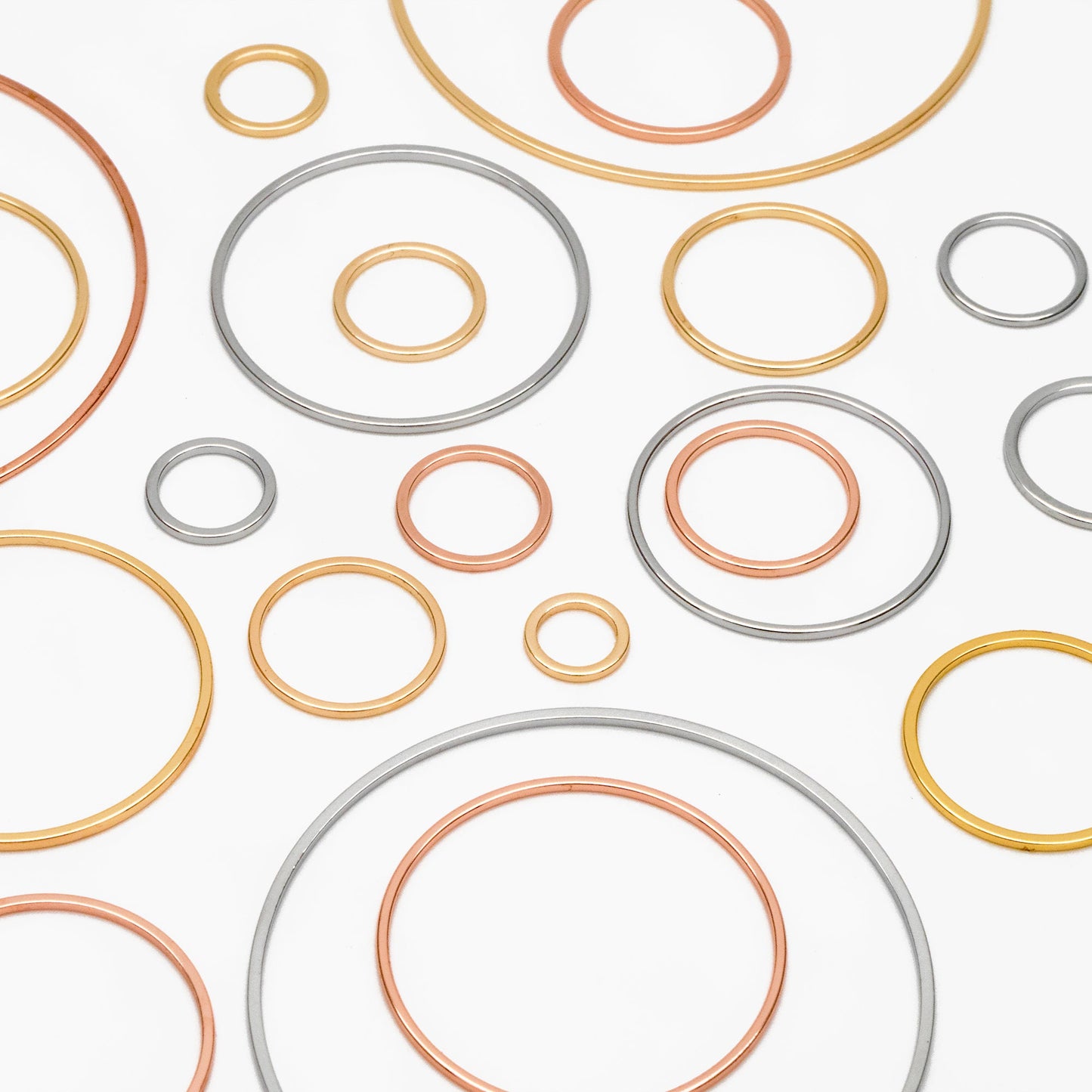 10pcs Gold/ Silver/ Rose Gold Circle Link Charms 10/ 12/ 18/ 20/ 25/ 30/ 35/50mm, Ring Loops, Geometric Hoop Circle Pendants (GB-232)