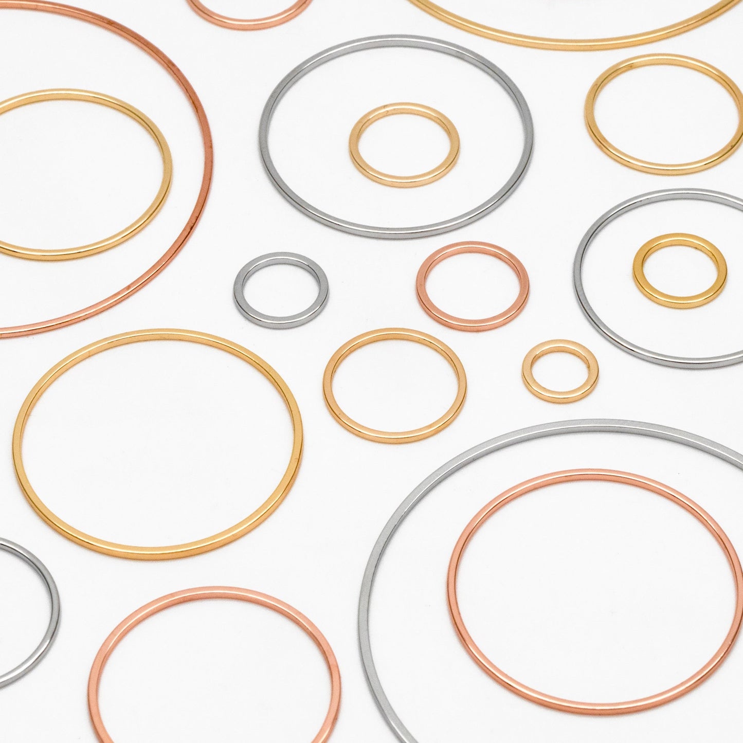 10pcs Gold/ Silver/ Rose Gold Circle Link Charms 10/ 12/ 18/ 20/ 25/ 30/ 35/50mm, Ring Loops, Geometric Hoop Circle Pendants (GB-232)