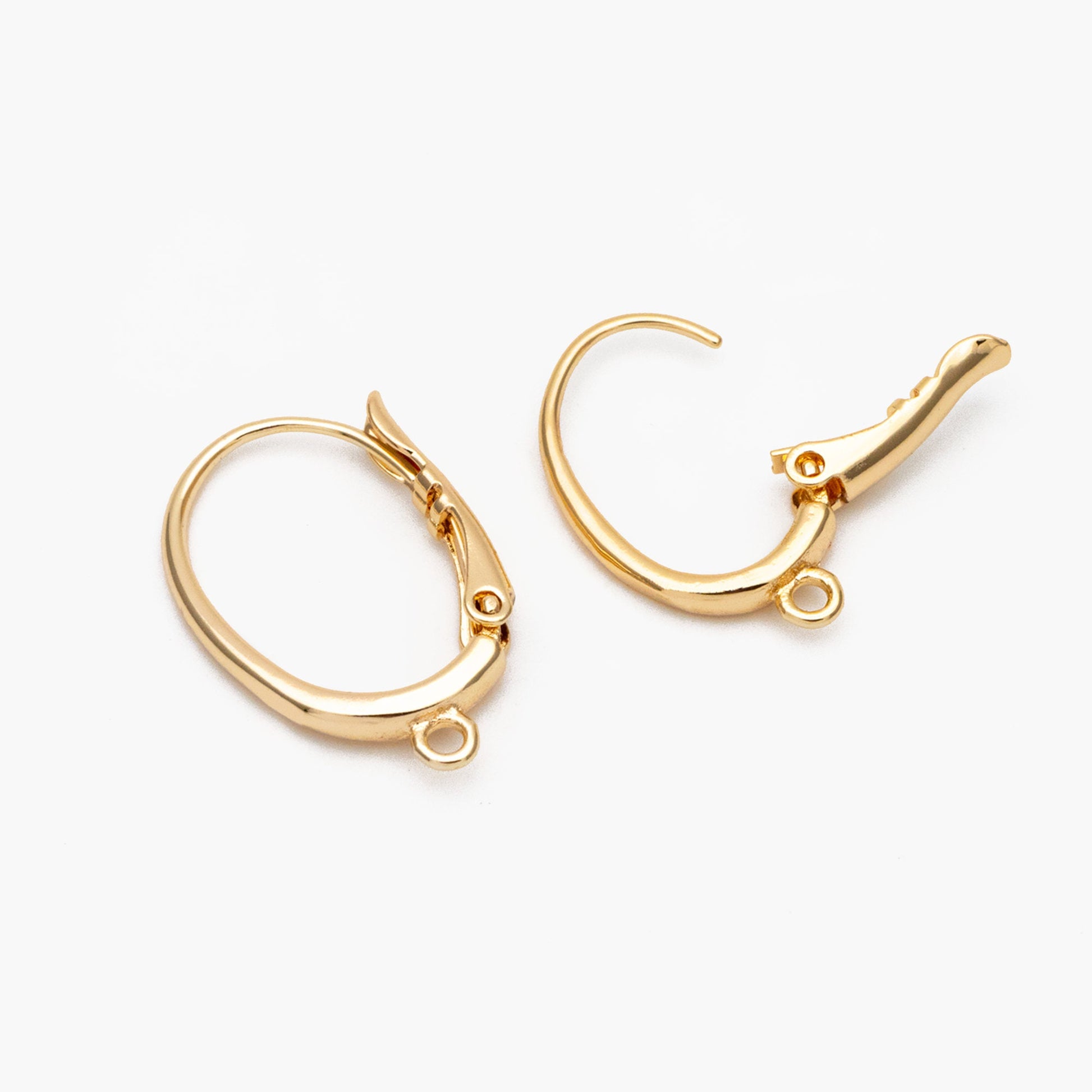 10pcs Gold/ Silver tone Oval Leverback Ear Hooks, Gold/ Rhodium plated on Brass, Earring Hoop Components (GB-1457)