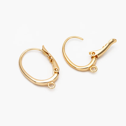 10pcs Gold/ Silver tone Oval Leverback Ear Hooks, Gold/ Rhodium plated on Brass, Earring Hoop Components (GB-1457)