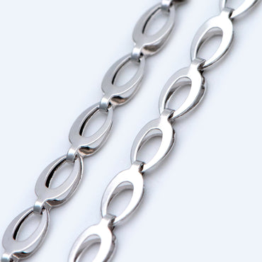 Gold/ Silver tone Specialty Chains, Gold/ Rhodium plated Brass, Link Size 4x8mm, Bulk Chain Wholesale (#LK-232)/ 1 Meter=3.3 ft