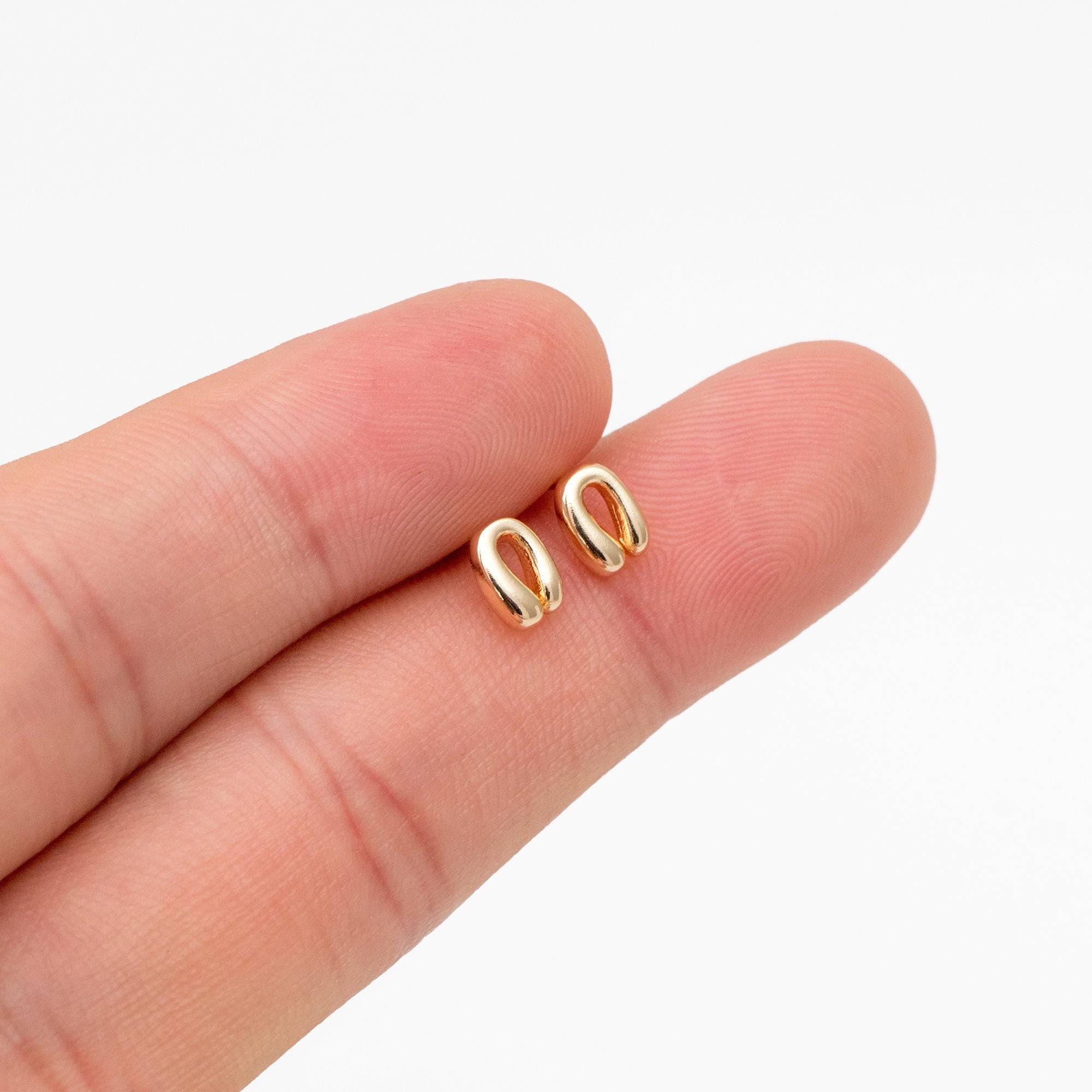 10pcs Gold U Shaped Earrings, 18K Gold plated Brass, Minimalist Stud Earrings (GB-4324)