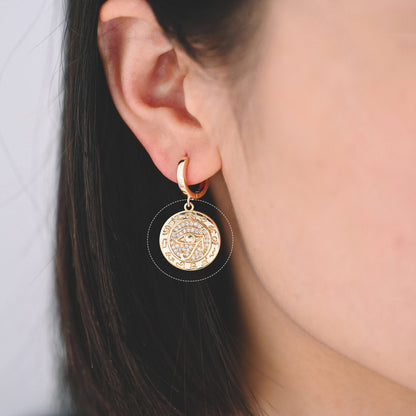 4pcs Micro Pave CZ Evil Eye Disc Pendant, Evil Eye Charms, Cubic Zirconia Pave Eye Pendants (GB-1527-A)