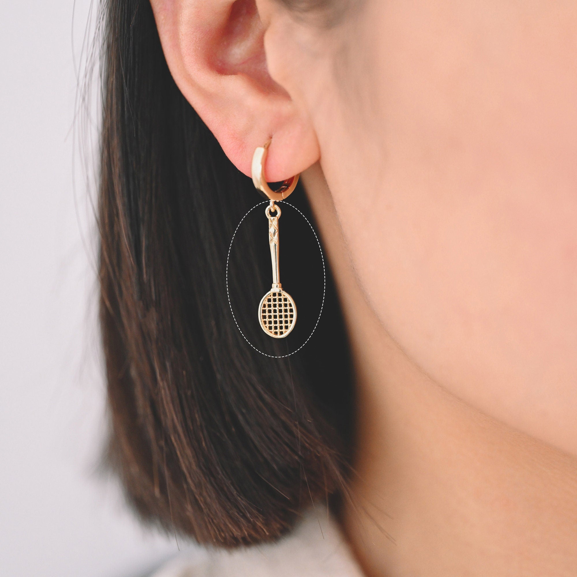 4pcs Gold Tennis Racket Charm, Sports Charm, Miniature Tennis Badminton Racket Pendant(GB-2415)