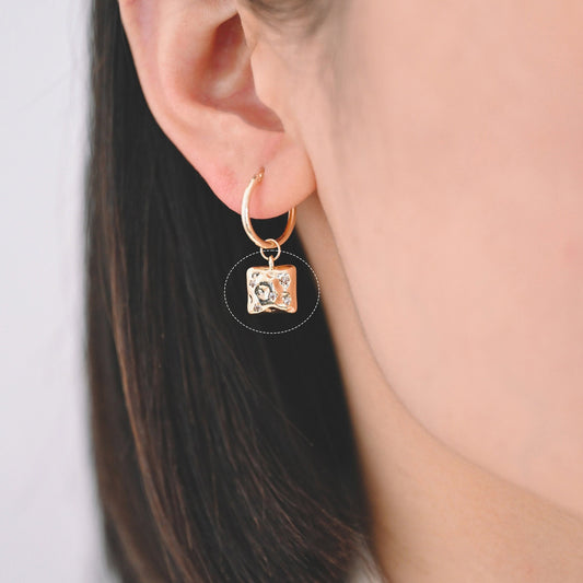 10pcs CZ pave Gold Square Charms, Geometric Pendant, Square Pendant, Metal Charm (GB-2418)