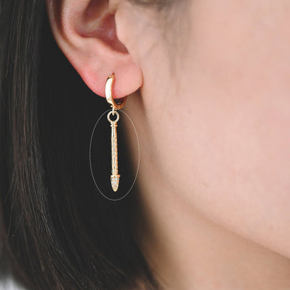 4pcs CZ Pave Bar Charms, 18K Gold plated Brass Stick Pendants (GB-2422)