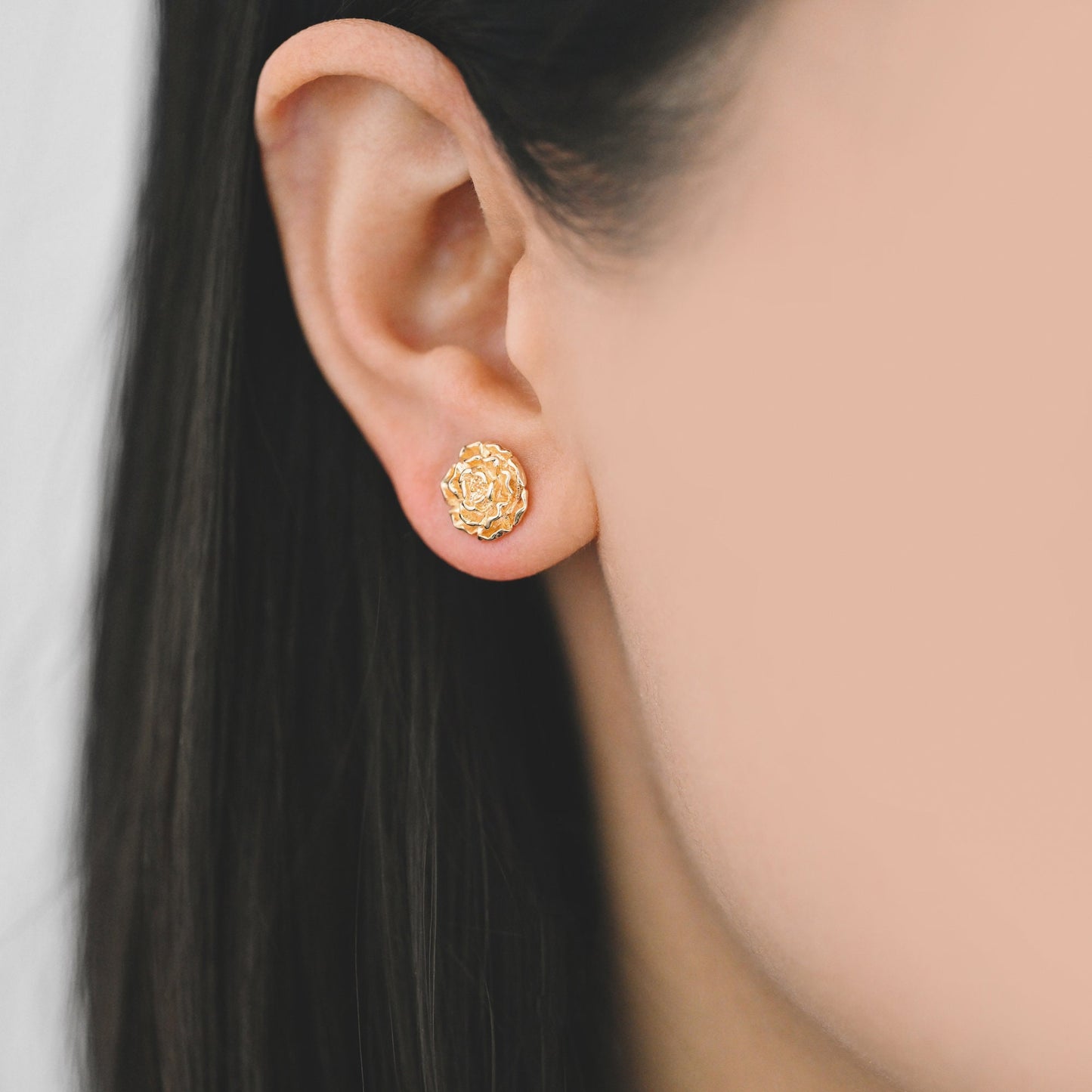 10pcs Gold/ Silver Rose Flower Earrings, 10mm, Gold/ Rhodium Plated Brass Dainty Stud Earrings (GB-4337)