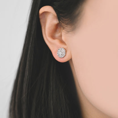 10pcs Gold/ Silver Rose Flower Earrings, 10mm, Gold/ Rhodium Plated Brass Dainty Stud Earrings (GB-4337)