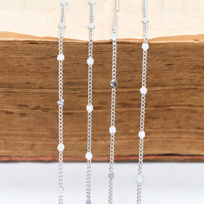 Tiny Gold/ Silver Tone Curb Chains, 0.9mm Thin Chain with 1.6mm Flat Disc, Delicate Chains for DIY Necklace (#LK-240)/ 1 Meter=3.3 ft