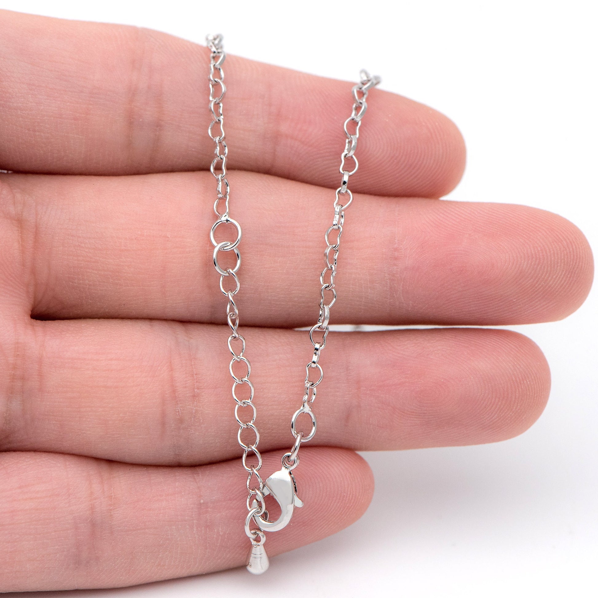 1pc Gold/ Silver Tone Heart Chains 2.2mm, 18 Inch Finished Necklace with Extender Chain, Ready to Wear (#LK-310)