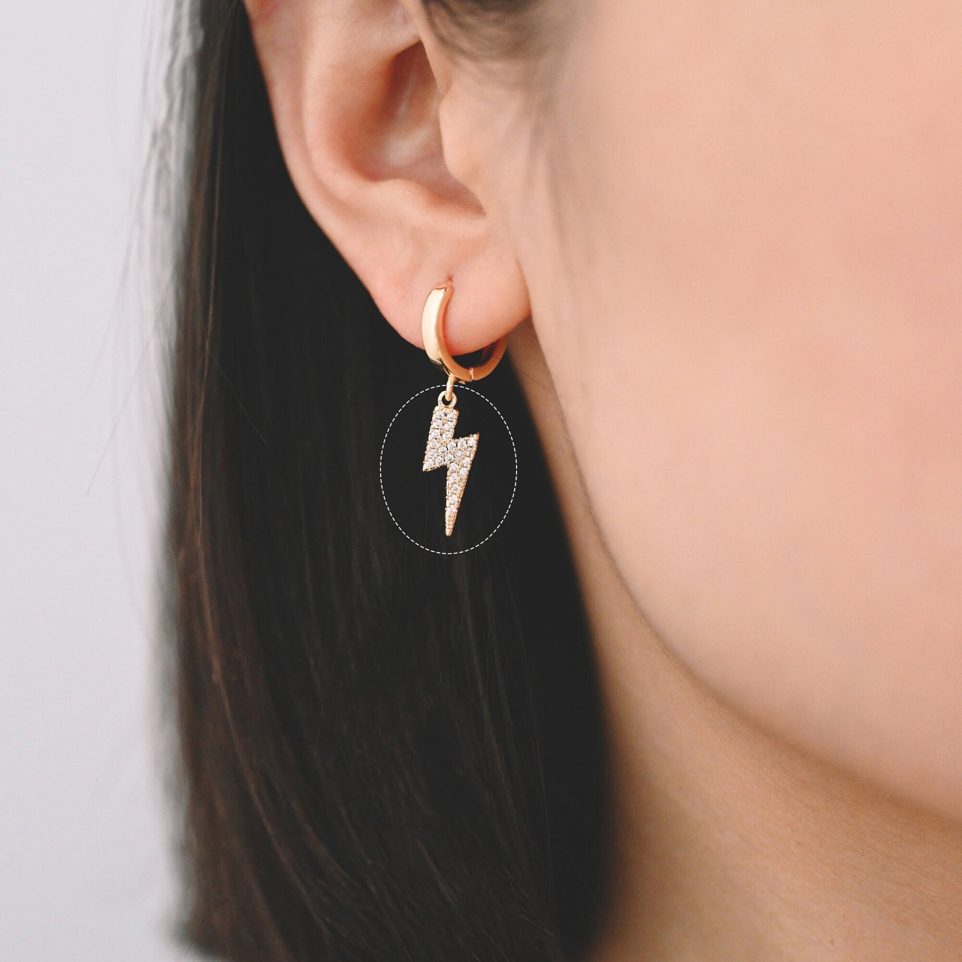 10pcs Gold plated Brass CZ Pave Lightning Charm, Lightning Pendant 17x6mm (GB-2534)