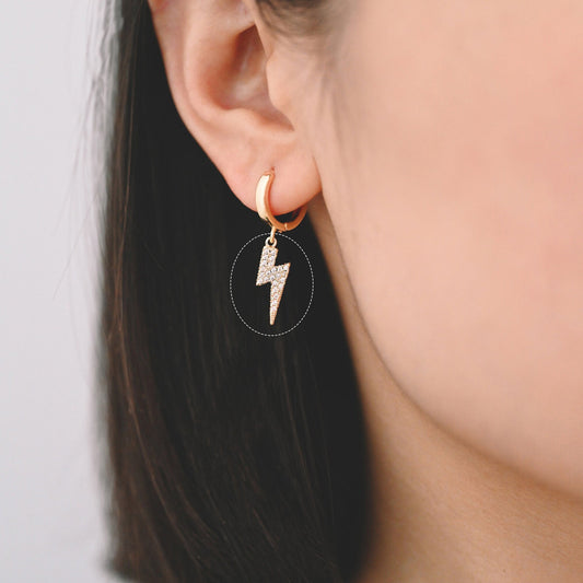 10pcs Gold plated Brass CZ Pave Lightning Charm, Lightning Pendant 17x6mm (GB-2534)