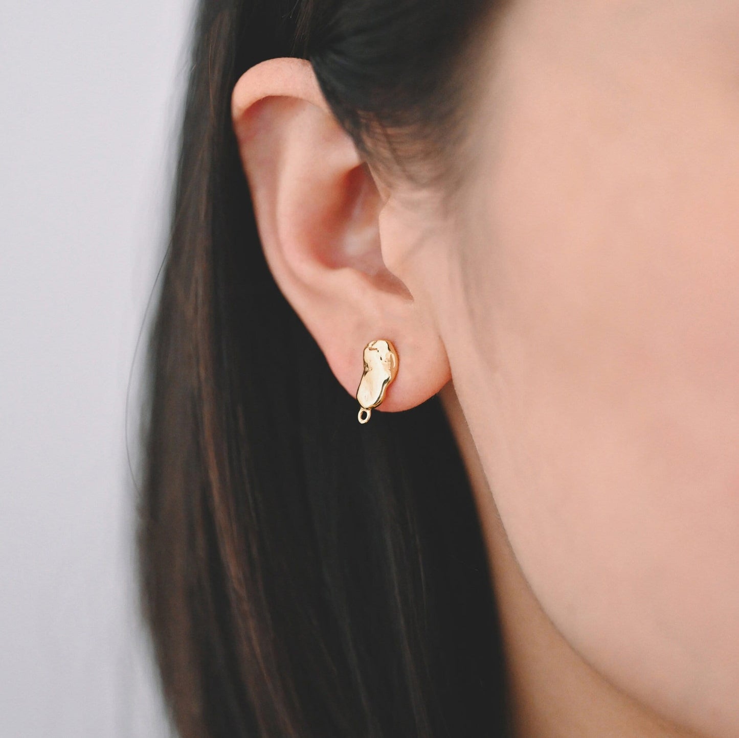 10pcs Gold Hammered Irregular Ear Posts, 18K Gold plated Brass, Geometric Stud Earring Components (GB-2541)