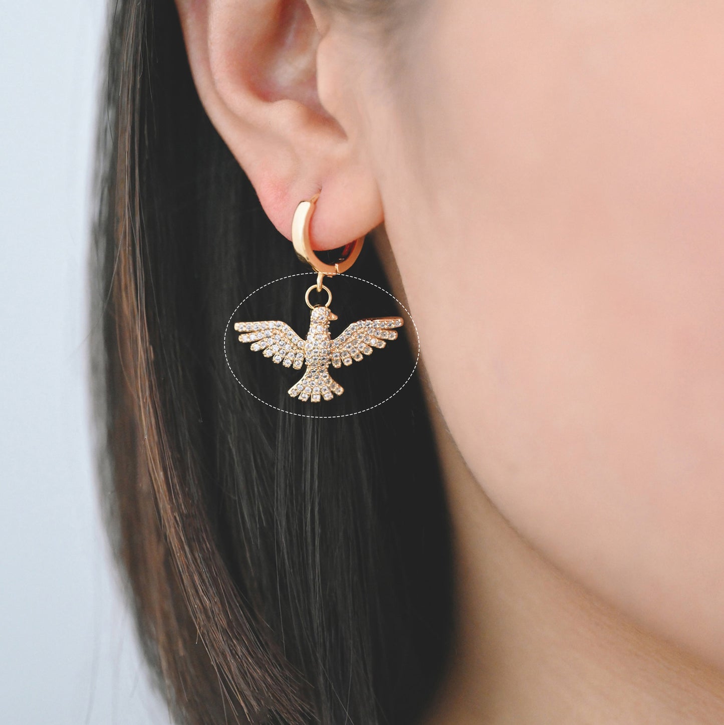4pcs Gold Plated Eagle Charm: CZ Pave Bird Pendant (GB-1480-C)