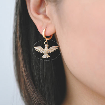 4pcs Gold Plated Eagle Charm: CZ Pave Bird Pendant (GB-1480-C)