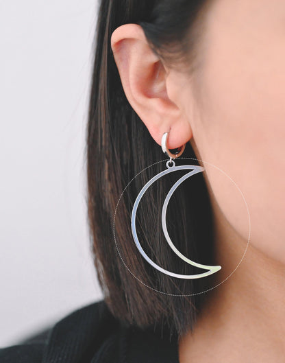 10pcs Crescent Moon Pendants, Gold/ Silver/ Rose Gold, 53mm Big Moon Charms, Abstract Outline Moon Pendants (GB-2755)