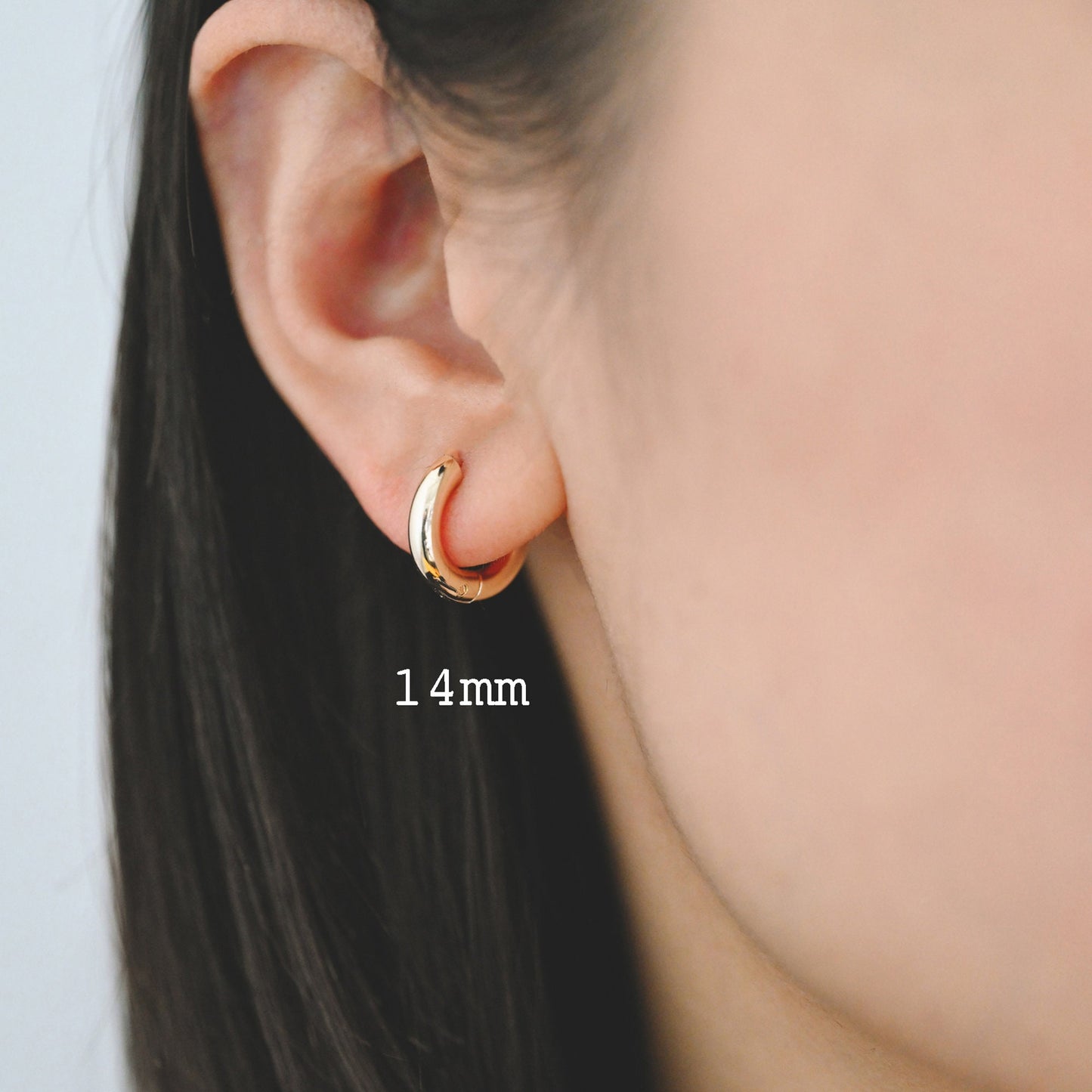 4pcs Gold/ Silver Chunky Hoop Huggies, 3mm Thick, 14/ 16/ 18/ 20/ 26mm, Stainless Steel Hoop Earrings, Minimalist Earrings (GB-2788)