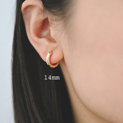 4pcs Gold/ Silver Chunky Hoop Huggies, 3mm Thick, 14/ 16/ 18/ 20/ 26mm, Stainless Steel Hoop Earrings, Minimalist Earrings (GB-2788)