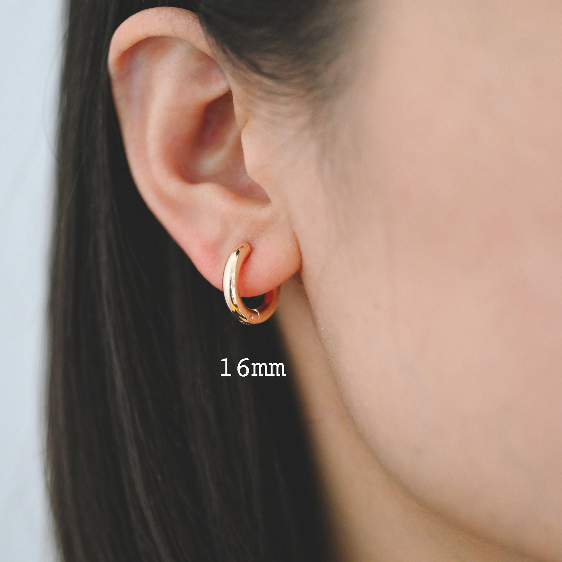 4pcs Gold/ Silver Chunky Hoop Huggies, 3mm Thick, 14/ 16/ 18/ 20/ 26mm, Stainless Steel Hoop Earrings, Minimalist Earrings (GB-2788)