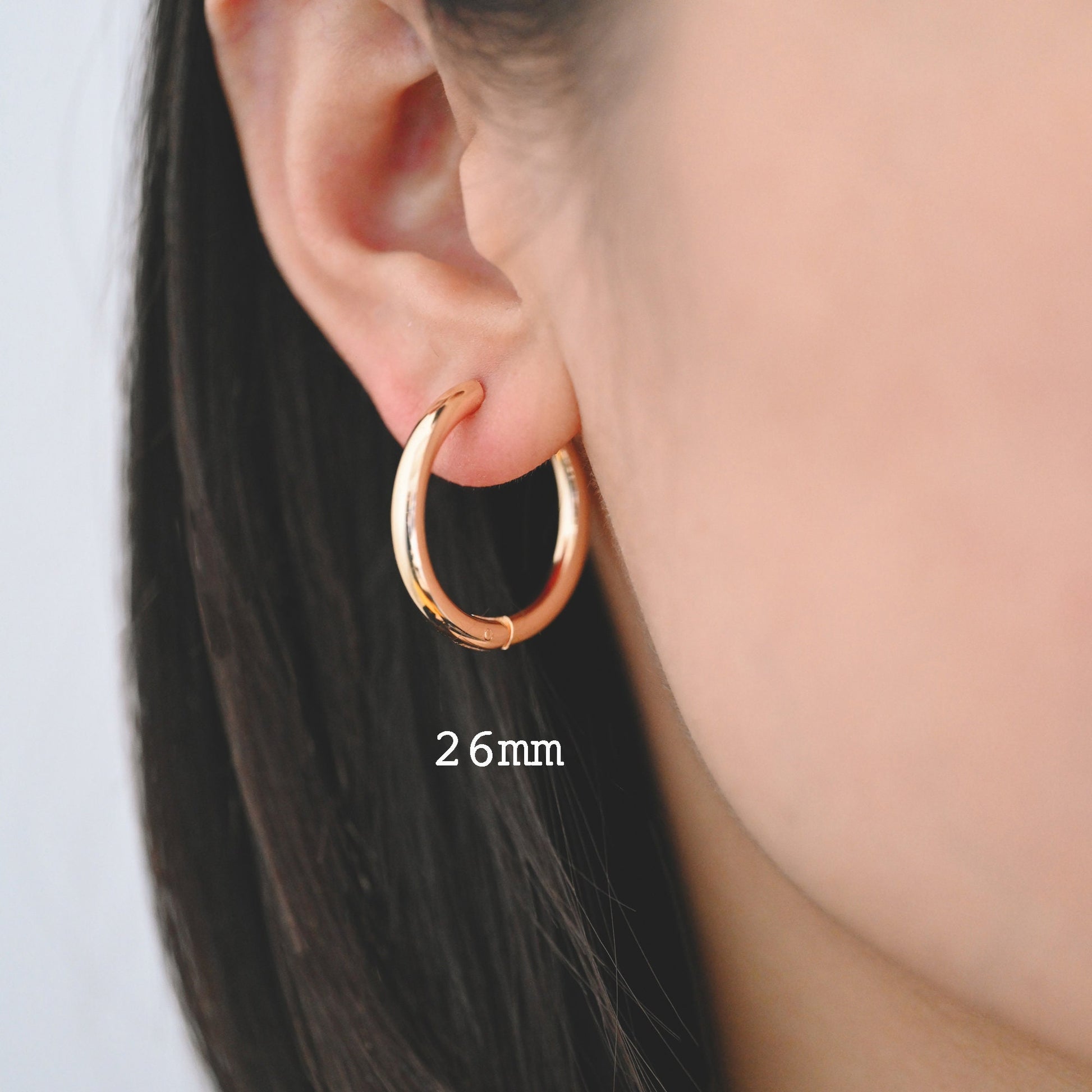 4pcs Gold/ Silver Chunky Hoop Huggies, 3mm Thick, 14/ 16/ 18/ 20/ 26mm, Stainless Steel Hoop Earrings, Minimalist Earrings (GB-2788)