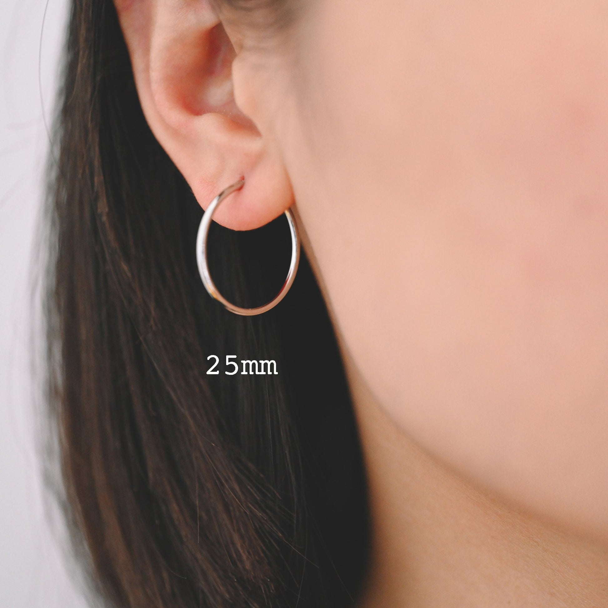 10pcs Gold/ Silver Tone Hoop Earrings, Size 15/ 20/ 25/ 30/ 35/ 40/ 45mm by 1.5mm Thick, Huggie Minimalist Earrings (GB-2812)
