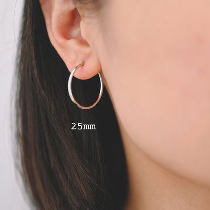 10pcs Gold/ Silver Tone Hoop Earrings, Size 15/ 20/ 25/ 30/ 35/ 40/ 45mm by 1.5mm Thick, Huggie Minimalist Earrings (GB-2812)