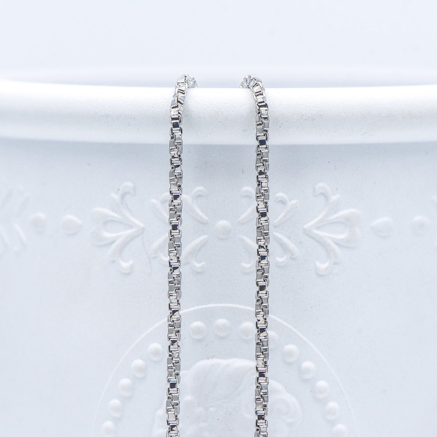 Gold/ Silver Tone Twisted Box Chains 1.8mm, Gold/ Rhodium plated Brass Box Chain Wholesale (#LK-234)/ 1 Meter=3.3 ft