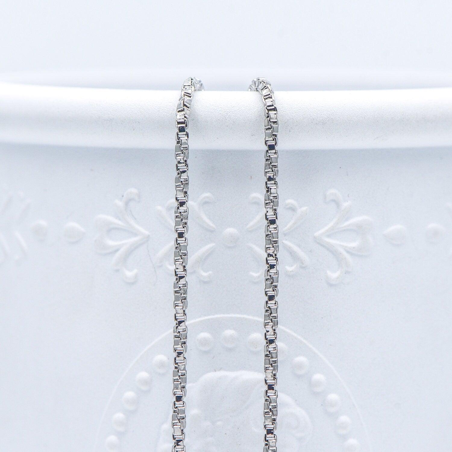 Gold/ Silver Tone Twisted Box Chains 1.8mm, Gold/ Rhodium plated Brass Box Chain Wholesale (#LK-234)/ 1 Meter=3.3 ft