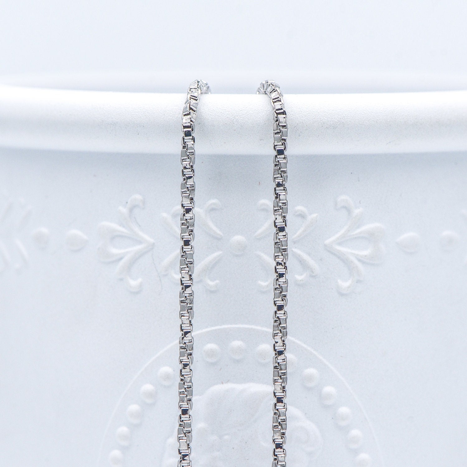 Gold/ Silver Tone Twisted Box Chains 1.8mm, Gold/ Rhodium plated Brass Box Chain Wholesale (#LK-234)/ 1 Meter=3.3 ft