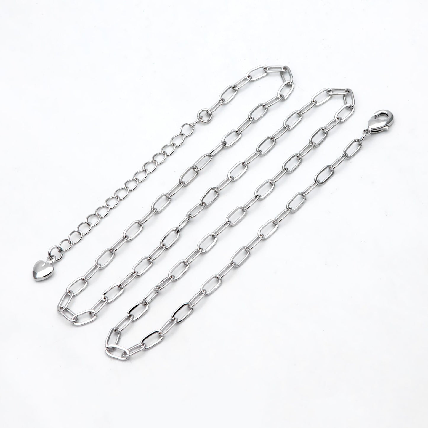 Gold/ Silver tone Paperclip Chains 3mm, Finished Necklace with Extender Chain, Ready to Wear, 16-18 Inch Adjustable (#LK-467)