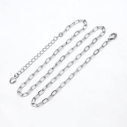 Gold/ Silver tone Paperclip Chains 3mm, Finished Necklace with Extender Chain, Ready to Wear, 16-18 Inch Adjustable (#LK-467)