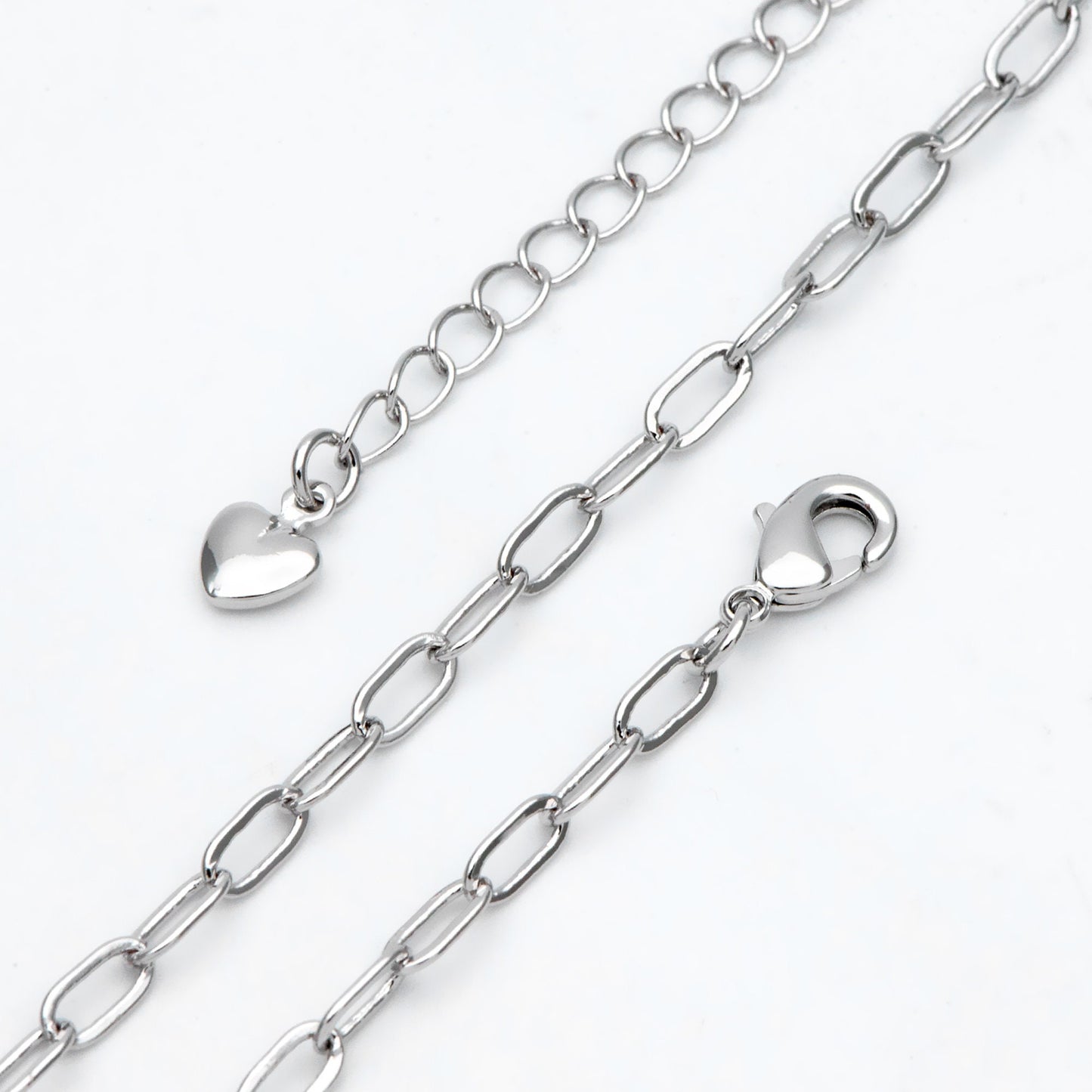 Gold/ Silver tone Paperclip Chains 3mm, Finished Necklace with Extender Chain, Ready to Wear, 16-18 Inch Adjustable (#LK-467)