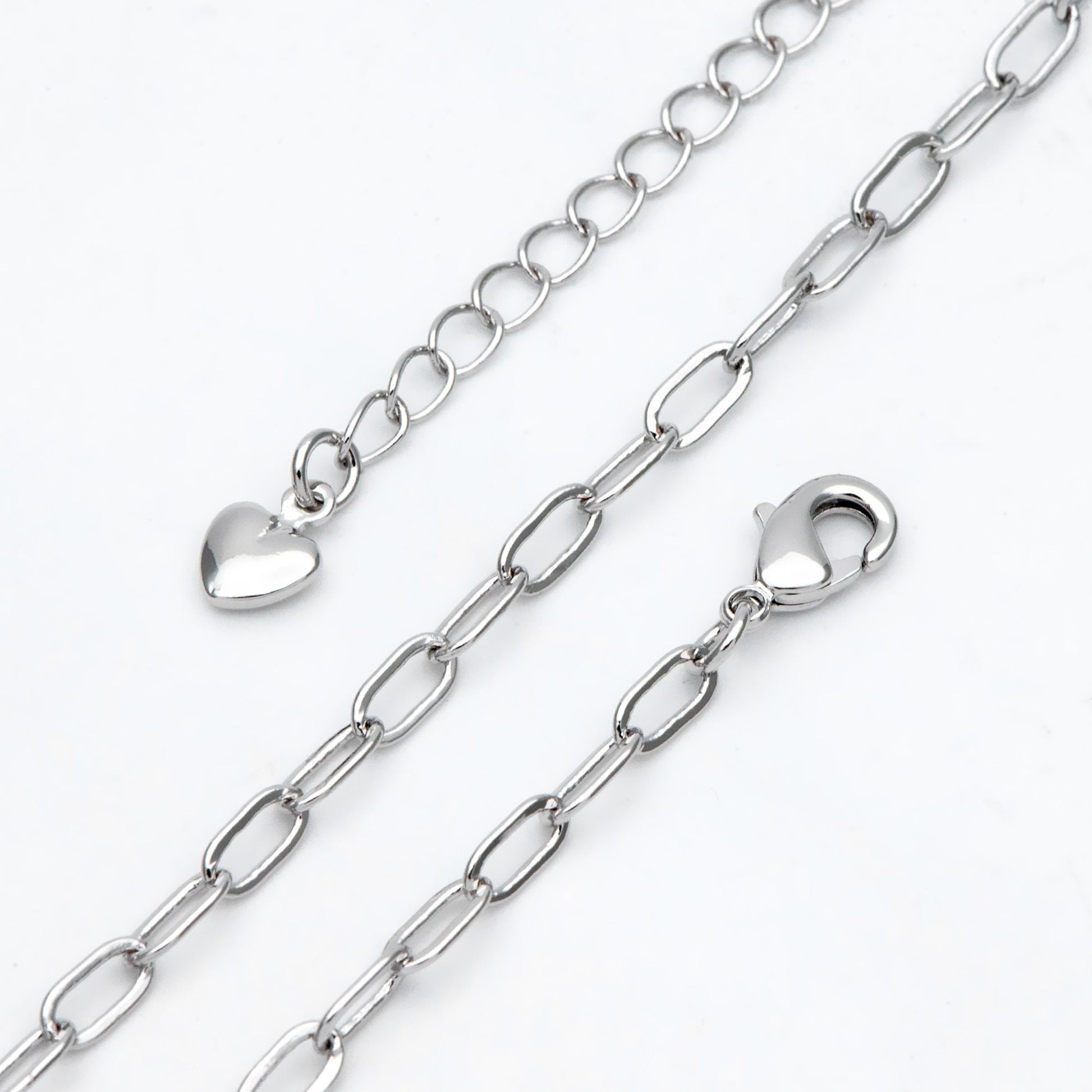 Gold/ Silver tone Paperclip Chains 3mm, Finished Necklace with Extender Chain, Ready to Wear, 16-18 Inch Adjustable (#LK-467)