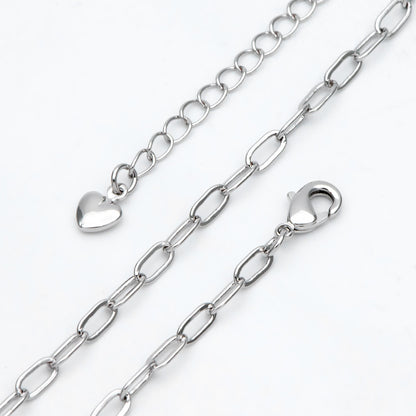 Gold/ Silver tone Paperclip Chains 3mm, Finished Necklace with Extender Chain, Ready to Wear, 16-18 Inch Adjustable (#LK-467)