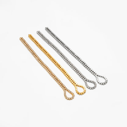 2pcs CZ Pave Gold/ Silver Tone Chain Connector 180mm, 18K Real Gold/ Rhodium plated Brass, Long Tassel Necklace Components (GB-4382)