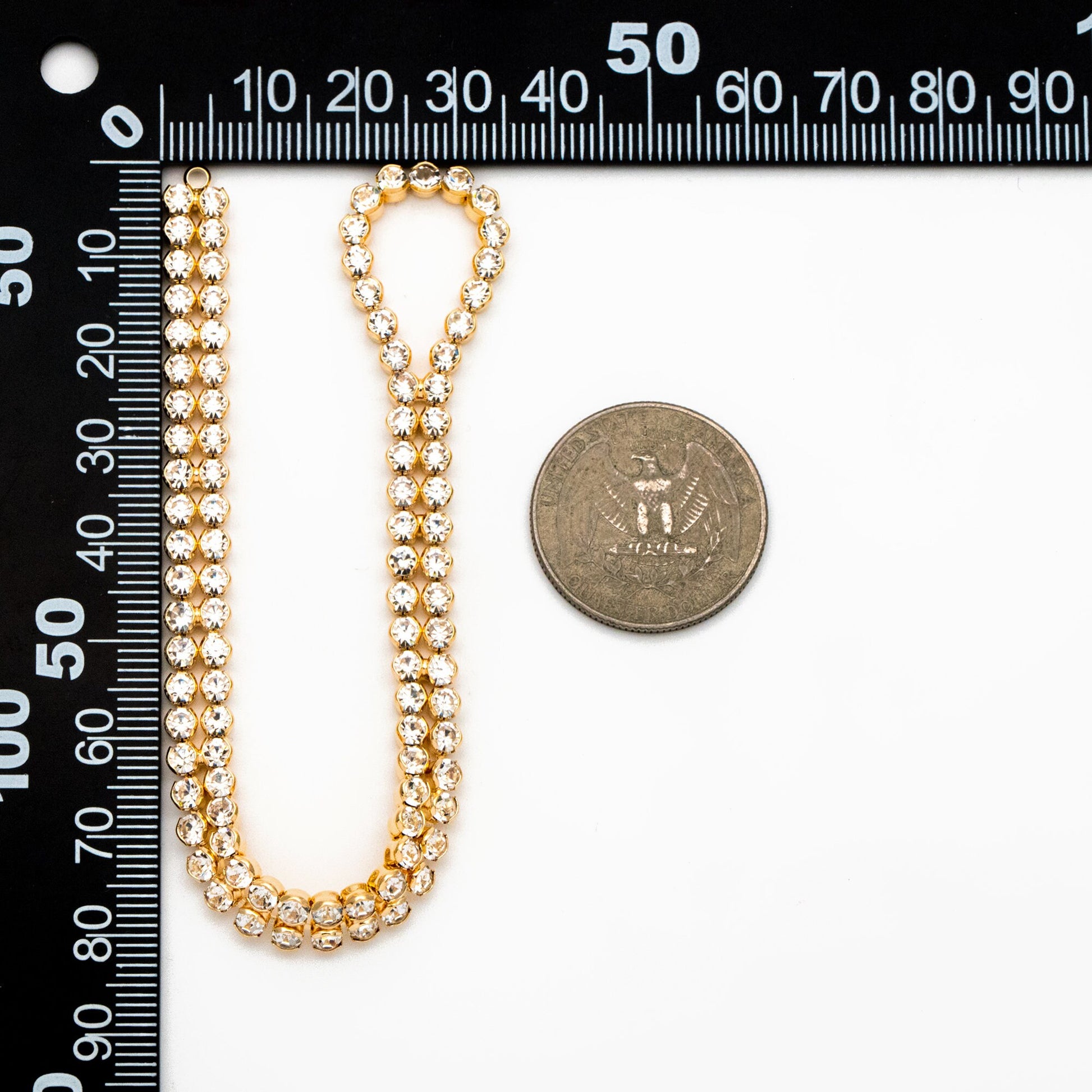 2pcs CZ Pave Gold/ Silver Tone Chain Connector 180mm, 18K Real Gold/ Rhodium plated Brass, Long Tassel Necklace Components (GB-4382)