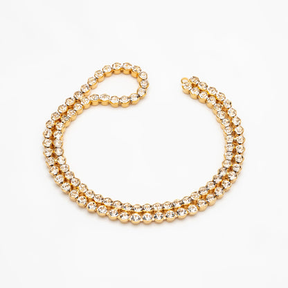 2pcs CZ Pave Gold/ Silver Tone Chain Connector 180mm, 18K Real Gold/ Rhodium plated Brass, Long Tassel Necklace Components (GB-4382)