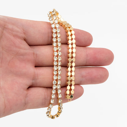 2pcs CZ Pave Gold/ Silver Tone Chain Connector 180mm, 18K Real Gold/ Rhodium plated Brass, Long Tassel Necklace Components (GB-4382)