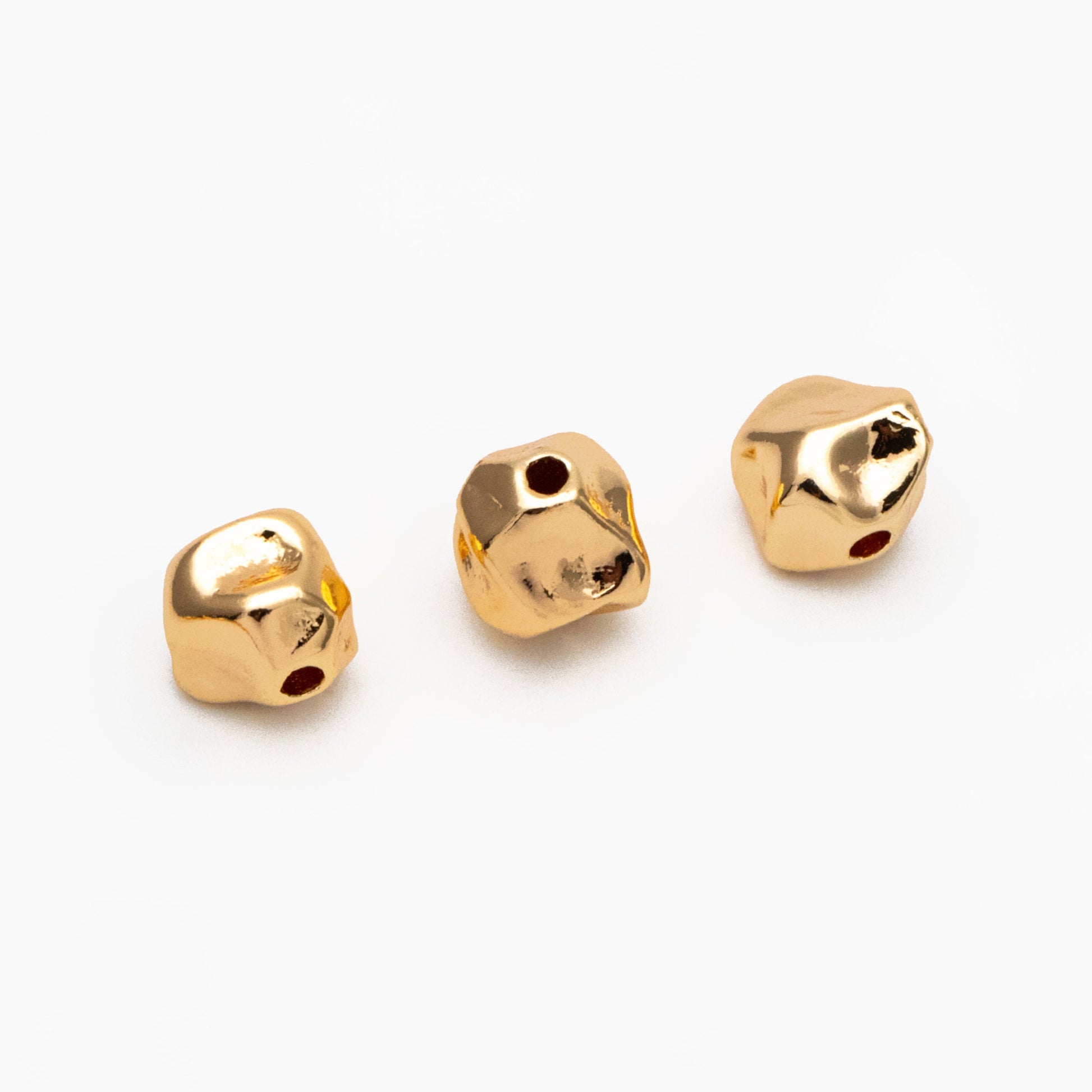 10pcs Irregular Stone Spacer Beads, Gold plated Brass, Jewelry Making, Diy Material, Jewelry Supplies (GB-2956-D)