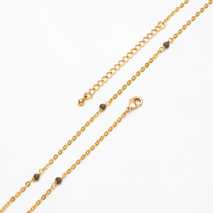 Black/ Grey/ White Crystal Bead Chains, Finished Bracelet/ Anklet/ Necklace with Extender Chain, Gold plated Brass, Ready to Wear (#LK-145)