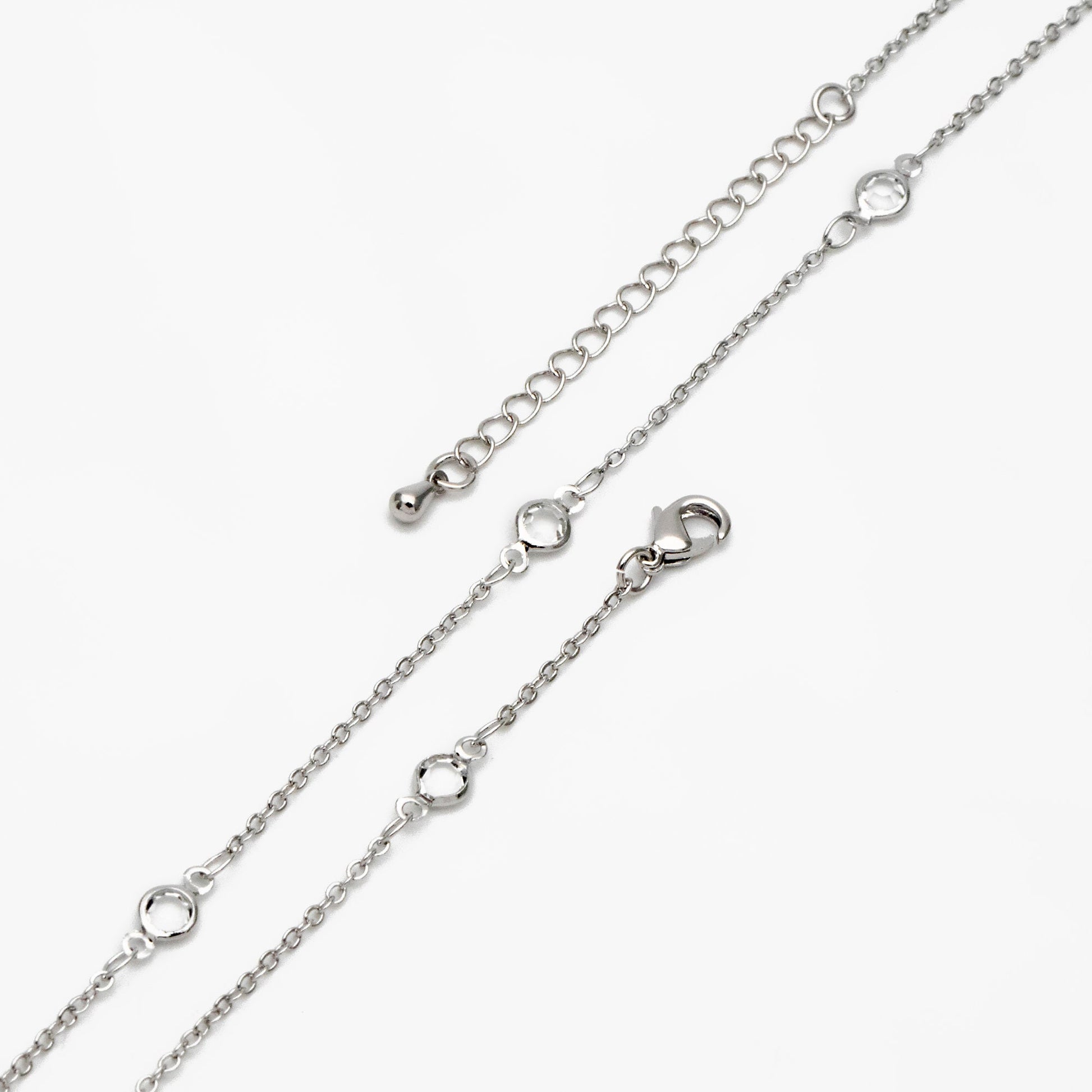 Adjustable Bracelet/ Anklet/ Necklace with Extender, 18K Gold/ Rhodium plated Brass, Crystal Coin Bead Chain, Ready to Wear (#LK-147-4.5)