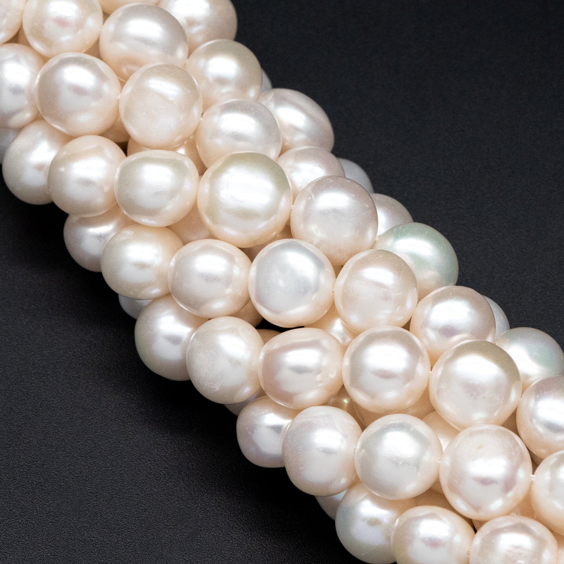 Freshwater Button Pearls 10mm, White Nugget Pearls, Natural Baroque Potato Pearls (PL-79)/ 14.5" full strand