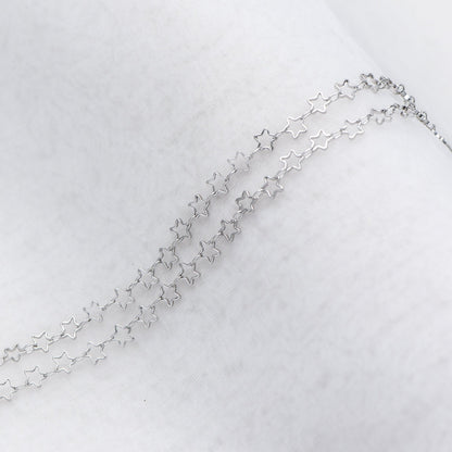 Gold/ Silver Tone Star Chain 5mm, Gold/ Rhodium plated Brass, Star Link Chains Wholesale (#LK-210)/ 1 Meter=3.3 ft