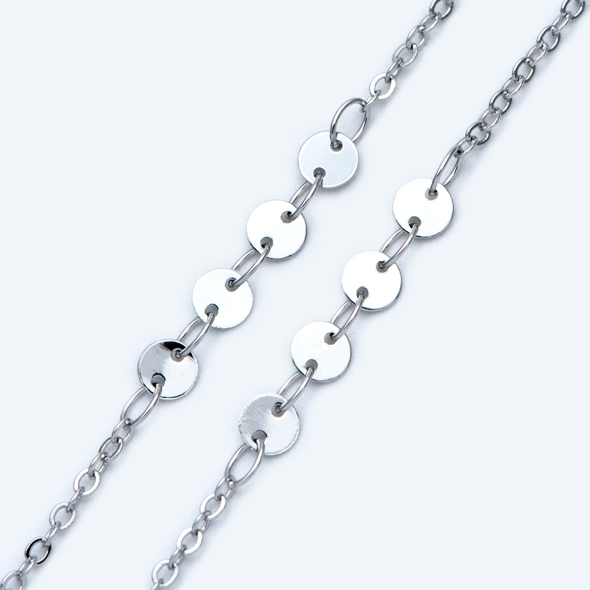 Gold/ Silver/ Rose Gold Cable Chain with Round Disc 4mm, Disk Beaded Chain, Geometric Jewelry Chain (#LK-190)/ 1 Meter=3.3 ft