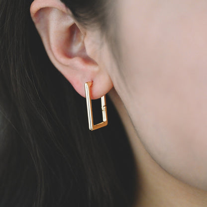 4pcs Gold/ Silver Tone Rectangle Leverback Ear Hooks 25x14mm, 18K gold/ rhodium plated on Brass, Earring Hoop Components (GB-1784)