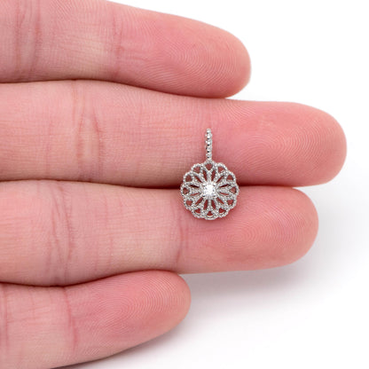 10pcs Gold/ Silver Tone CZ pave Filigree Coin Charm, Earring Findings, Jewelry Making, Diy Material, Jewelry Supplies (GB-1920)