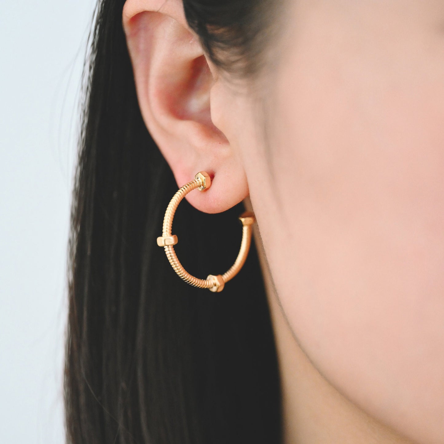 4pcs Gold Hoop Earrings 33mm, 18K Gold plated Brass, Round Circle Earring (GB-1969)
