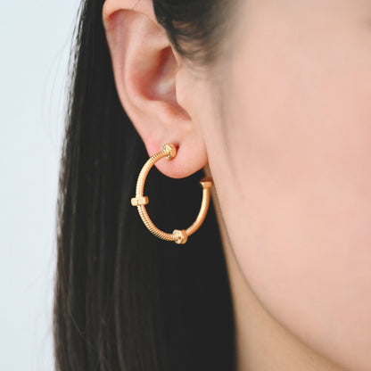 4pcs Gold Hoop Earrings 33mm, 18K Gold plated Brass, Round Circle Earring (GB-1969)